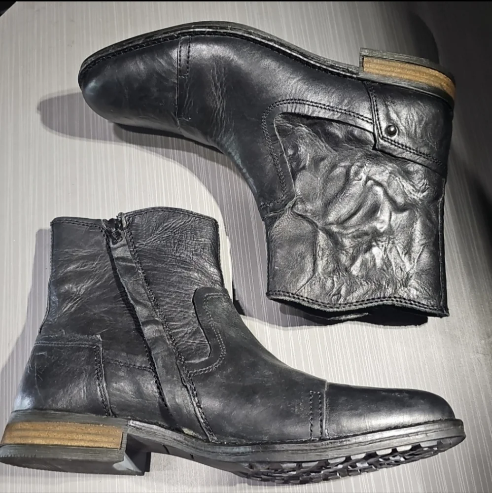 FRANCO FORTINI City 352046 Black Leather Ankle Chelsea Zipper Boots Men's 9 NWOT